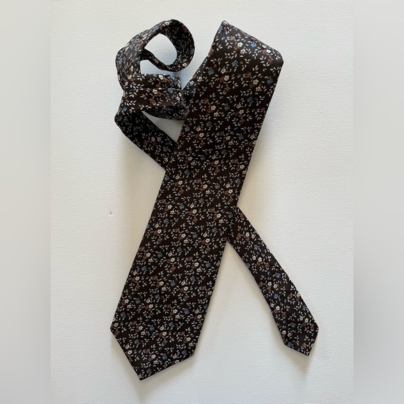 Elegant Brown Floral Men's Tie by Jean Claude Vidal.